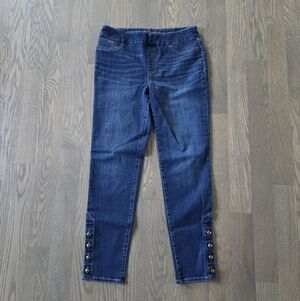 Chico's Dark Blue Ankle Jeans with Button Accents
